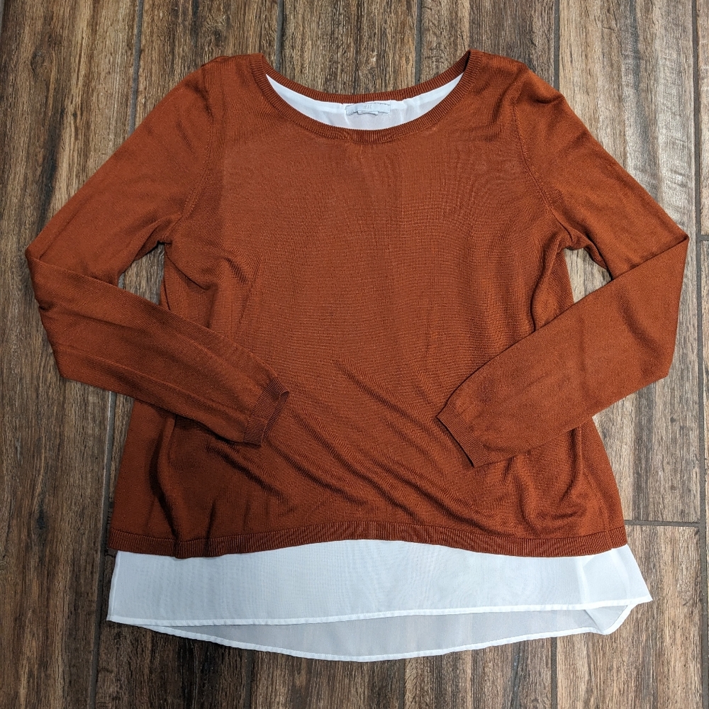 H&M Rust Orange Sweater with White Layer